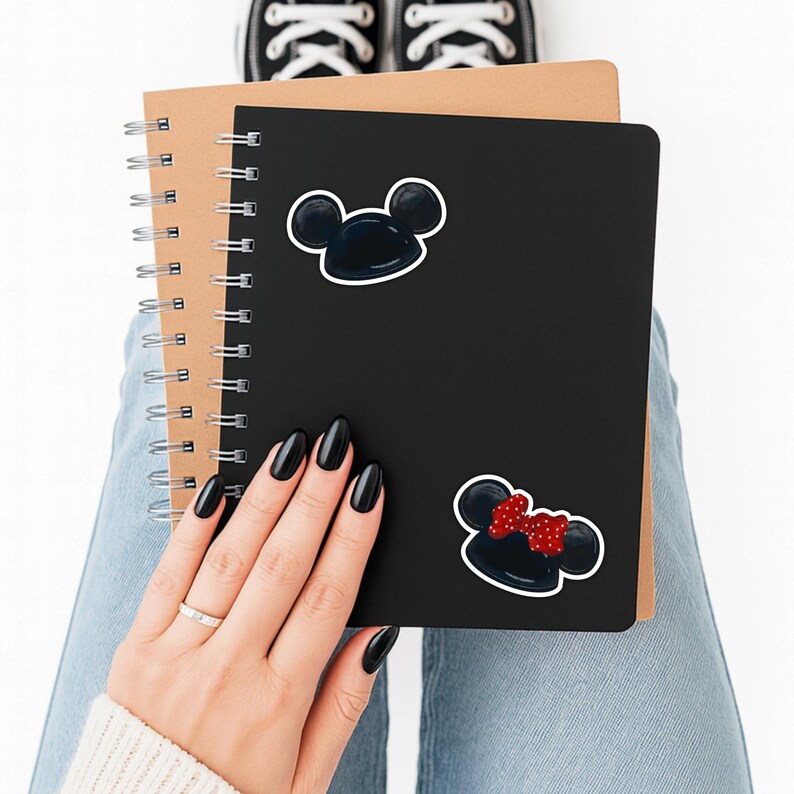 Klistermärkesset för Mouseketeer-hatt | Walt Disney-klistermärken, telefon, laptop, planerare, vattenflaskklistermärke, retro vintage, klassisk Mimmi Pigg, öronhatt bild 3