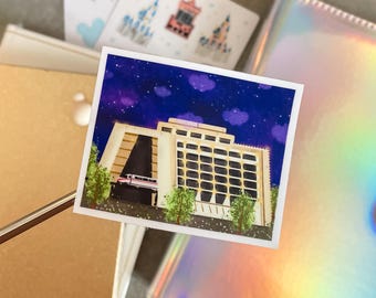 Contemporary Resort Sticker | Disney Stickers, Disney World Scrap Book Vinyl Stickers, Junk Journal Accessories, Gift for Yourself