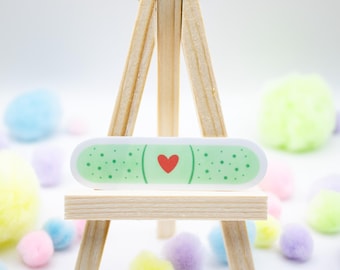 Mint Green Band-Aid Vinyl Sticker with Red Heart | Doctor and Nursing Student Sticker | Nurse Water Bottle Stickers| Laptop Medical Stickers