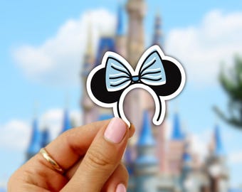 Pegatina de orejas de Minnie Mouse, para álbumes de recortes de Disney World, vinilo impermeable para ordenador, Kindle, portátil, equipaje, agenda o botella de agua.
