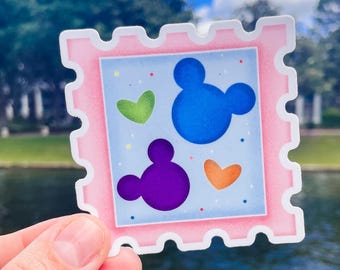 Mickey Mouse Stamp Sticker | Water Bottle Stickers Disney Stickers Disney World Vinyl Stickers Disney Gift Laptop Stickers Disney Trip Cute