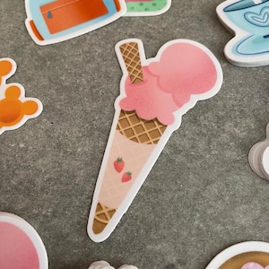 Strawberry Ice Cream Sticker | Coquette Stickers for Bullet Journal | Strawberry Stickers, Pink Stickers, Summer Stickers, Deco Stickers