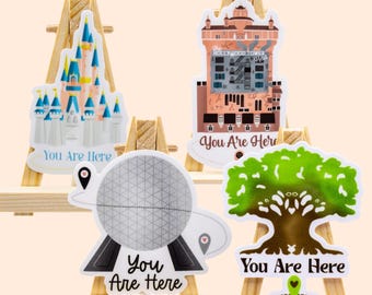 You Are Here Walt Disney World Park Icons Sticker Pack of 4 | Vinyl Disney Stickers for Water Bottle, Scrapbook, Laptop, Kindle | WDW Gifts