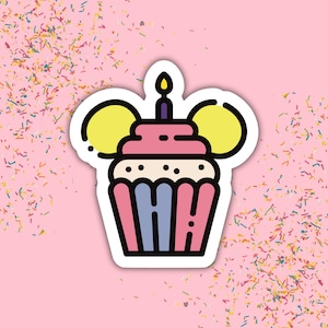 Pegatinas de polvo de hadas para cruceros de cumpleaños de Disney / Pegatinas de cupcakes de Mickey, pegatinas DCL Fish Extender, pegatinas de cruceros Disney, cupcakes Disney