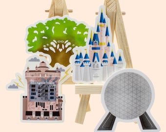 Disney World Park Icon Stickers Pack | Water Bottle Stickers Disney Stickers Disney World Vinyl Stickers Disney Gift Laptop Landmarks Cute