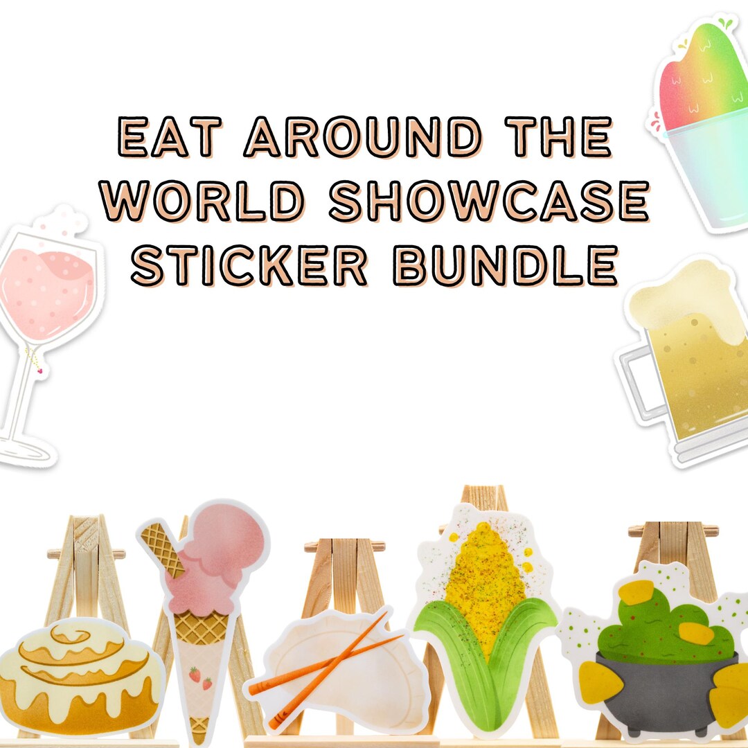 Full Showcase Sticker Epcot World Showcase Food Stickers Pack | Water Bottle Stickers Disney ...