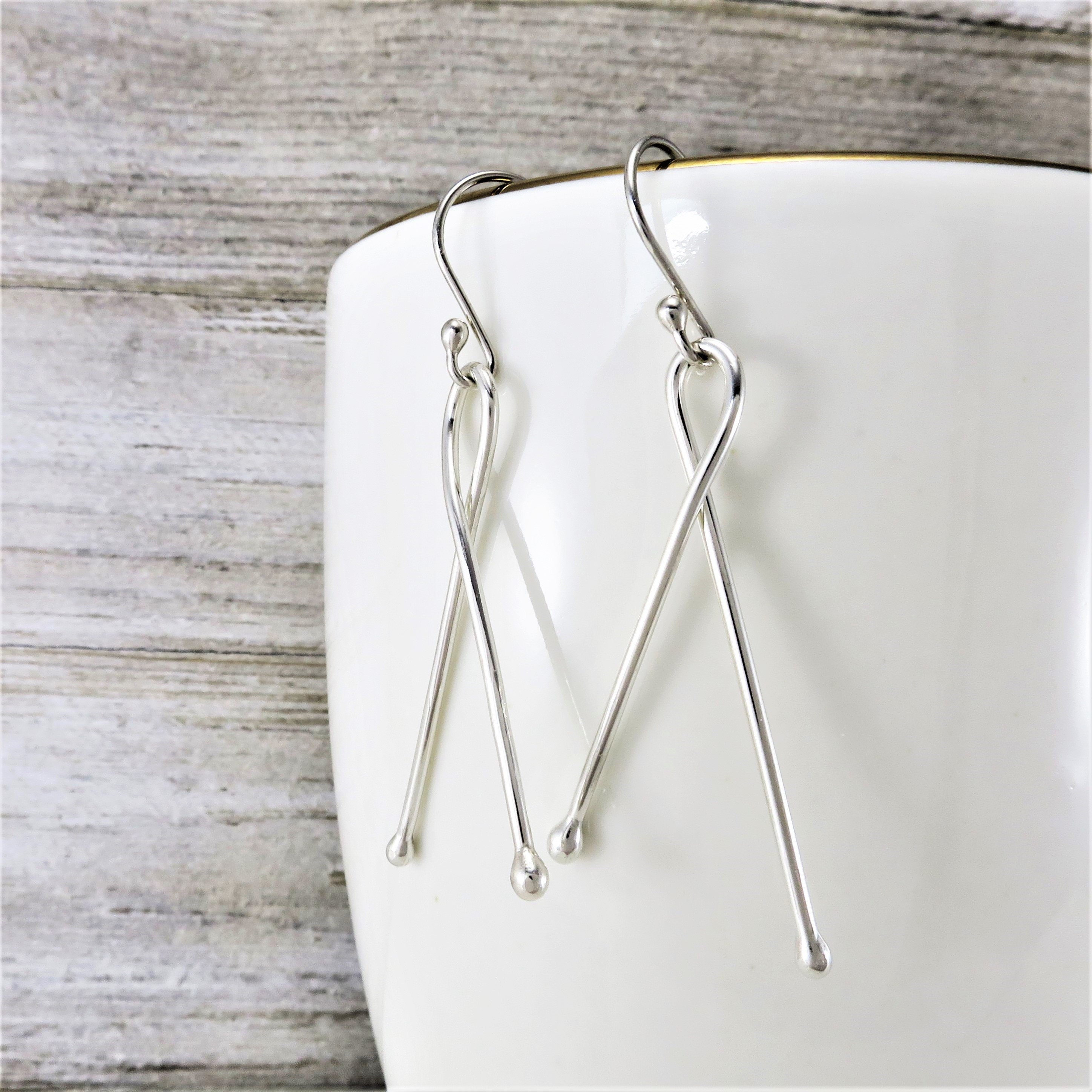 Sterling Silver Dangle Earrings Lightweight Minimalist Etsy