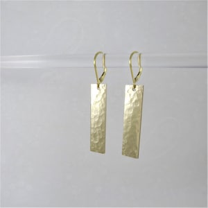 14k Gold-Filled Rectangle Earrings • Hammered Gold Bar Earrings • Minimalist Gold Earrings • Lightweight Everyday Earrings • Bridesmaid Gift