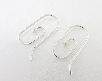 May include: Two silver earring hooks with a rounded loop and a small ball at the end of the hook.