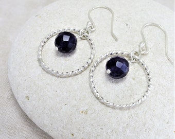 Genuine Amethyst Earrings · Bridesmaid Thank You · Silver Hoop Earrings · Gemstone Earrings · Nickel Free Earrings · Christmas Gift for Mom