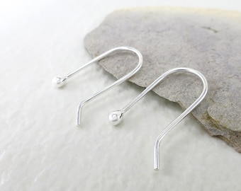 Argentium Silver Earrings, Handmade Minimalist Sleepers, Lightweight Everyday Earrings, Nickel Free Piercing Keepers, Second Hole Earrings