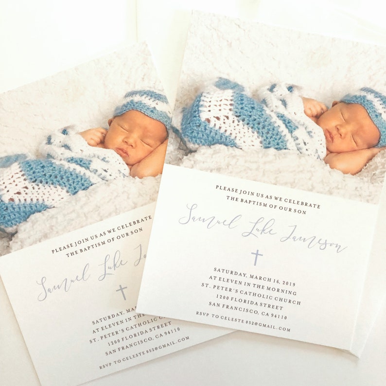 Baptism Photo Printed Invitations