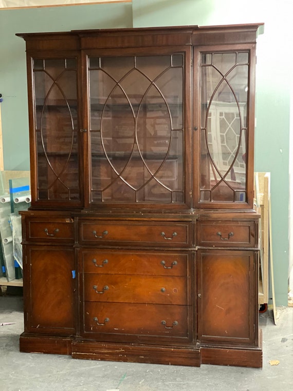 Custom Lacquered Vintage China Cabinet Custom Lacquered Vintage China Cabinet