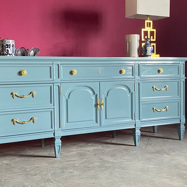 Traditional Dresser Lacquered in Oval Room Blue + FREE SHIPPING