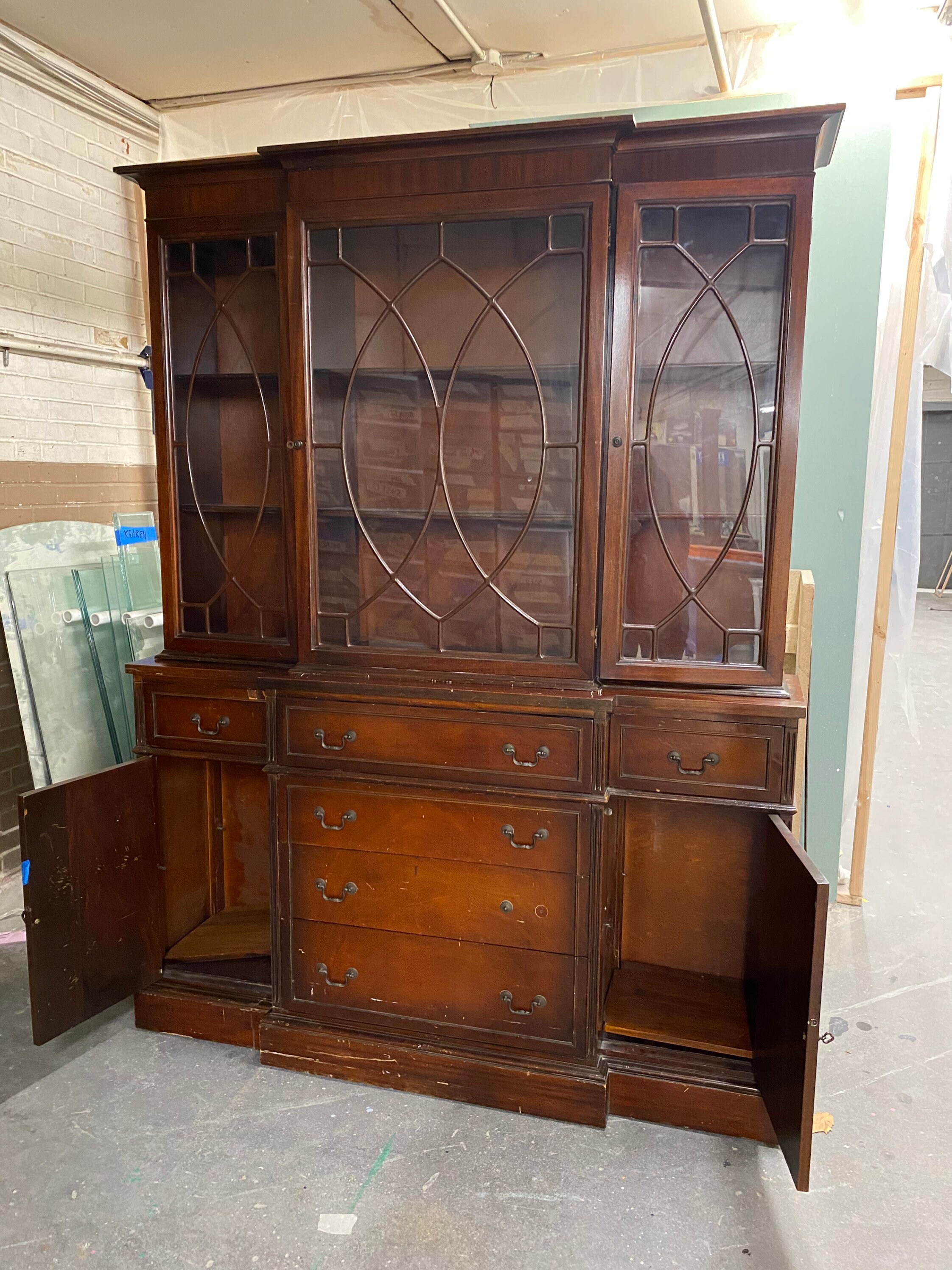 Custom Lacquered Vintage China Cabinet Custom Lacquered Vintage China Cabinet
