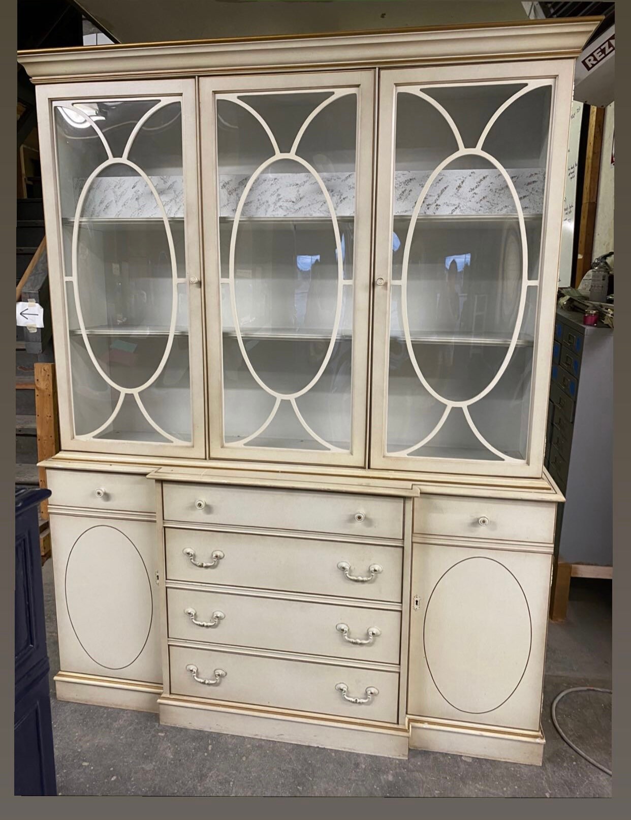 Custom Lacquered Vintage China Cabinet Custom Lacquered Vintage China Cabinet
