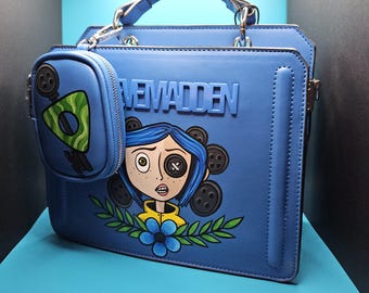 Hand-Painted Coraline Steve Madden Purse: Bevelyn Blue Bag