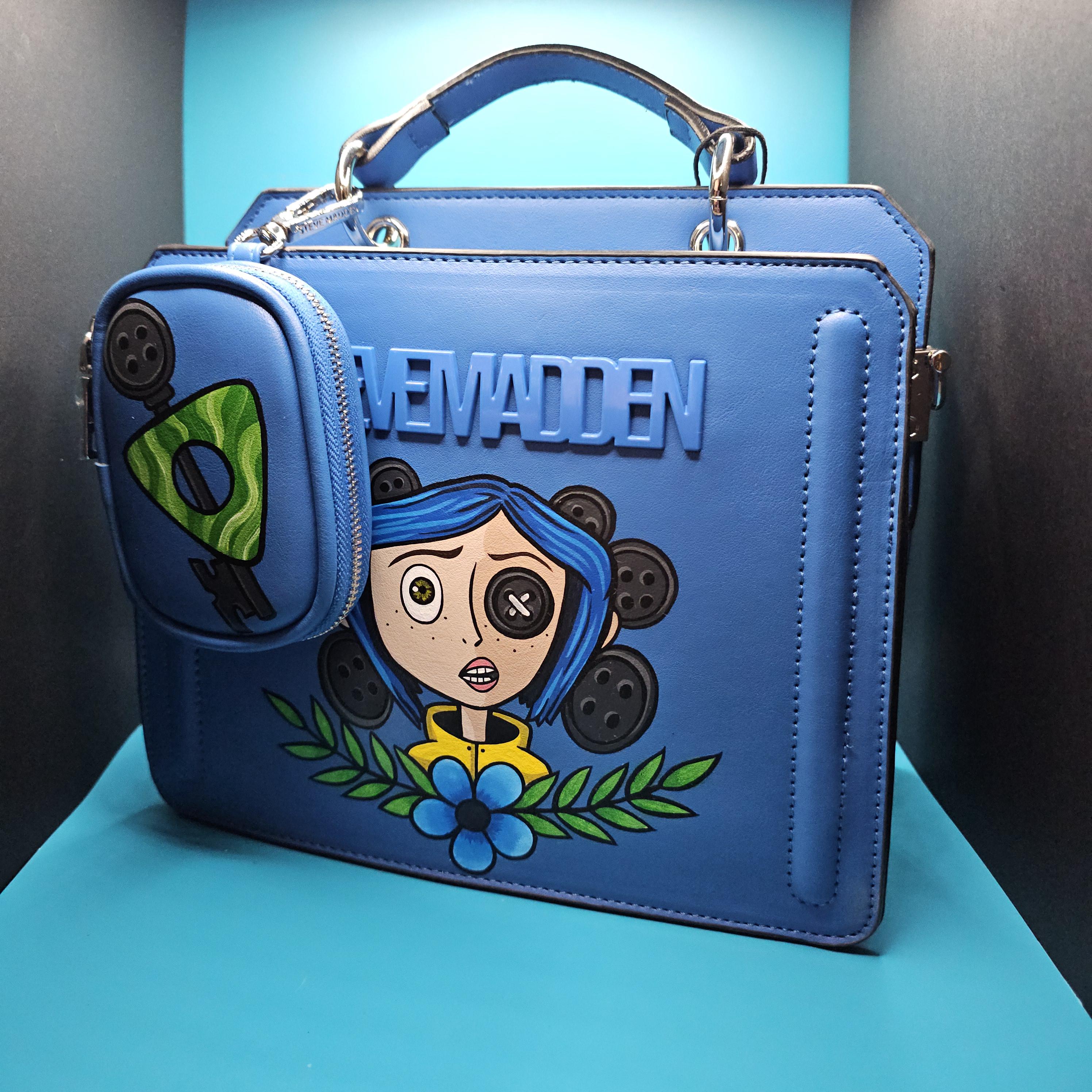 Hand-painted Coraline Steve Madden Purse: Bevelyn Blue Bag - Etsy
