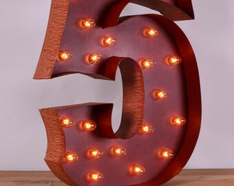 25" NUMBER 5 Large Metal Sign Marquee Letters Light Up Letter Numbers Vintage Style