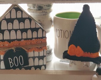 Rae Dunn inspired Halloween *BOO* Wooden House Sign