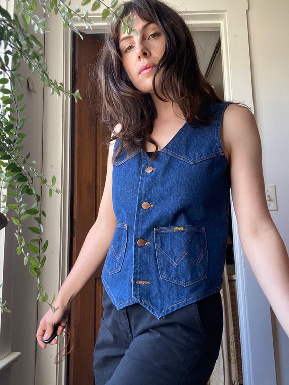 Vintage 70s Original Wrangler Denim Western Vest