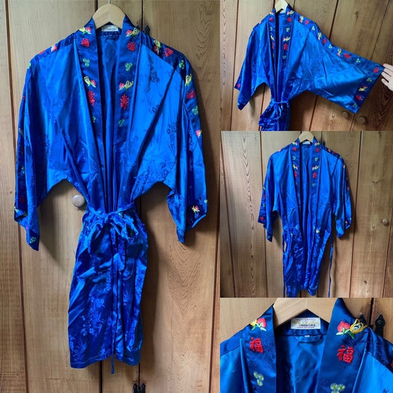 Golden Bee Blue Embroidered Kimono