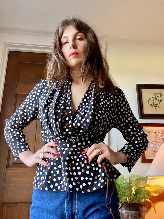 Polka Dot Ruffle Blouse