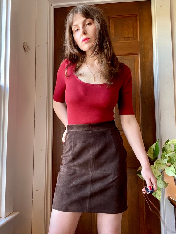 Choclate Brown Suede Western Skirt