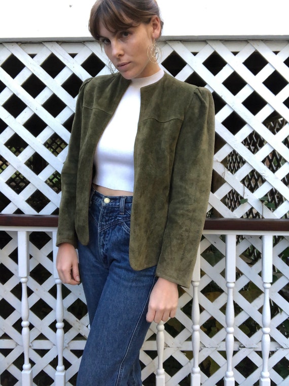 Army Green Suede Leather Jacket