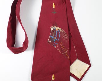 Vintage hand painted horse tie