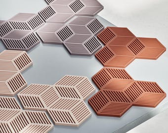 Sico Coasters - Geometric Modular Silicone Coasters - Heat Resistant - Set of 4 - Puik Design