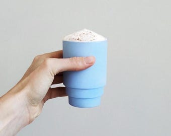 Ceramic Coffee Mug Set of 2 – Modern Scandinavian Design Cups – Colorful Porcelain Mugs – Coffee Lover Gift