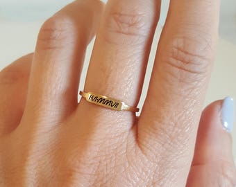 Custom Delicate Name Ring • Custom Stacking Rings • Skinny Custom Ring • Wedding Dates Ring • Bridesmaids Gift • Baby Name Mom Gifts