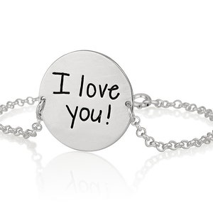 Handschrift Disc Armband - Personalisierter Sterling Silber Signature Schmuck