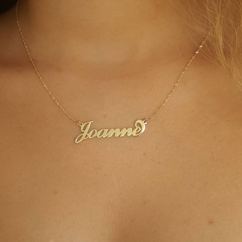 14K Solid Gold Personalized Name Jewelry Name Necklace | Etsy