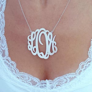 Monogrammed Gifts, Silver Monogram Necklace, 2&quot; XXL Monogram, Personalized gift, Christmas Gift