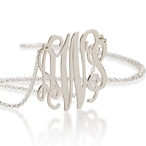 Statement Monogram Necklace 2 Inch XXL Sterling Silver Statement Monogram Necklace image 3