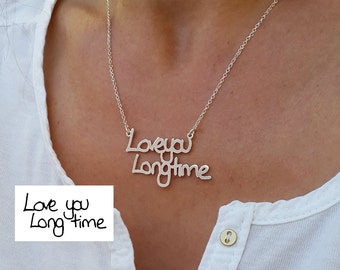 Signature Necklace - Memorial Handwriting necklace - Keepsake Jewelry - Personalized Sterling Silver