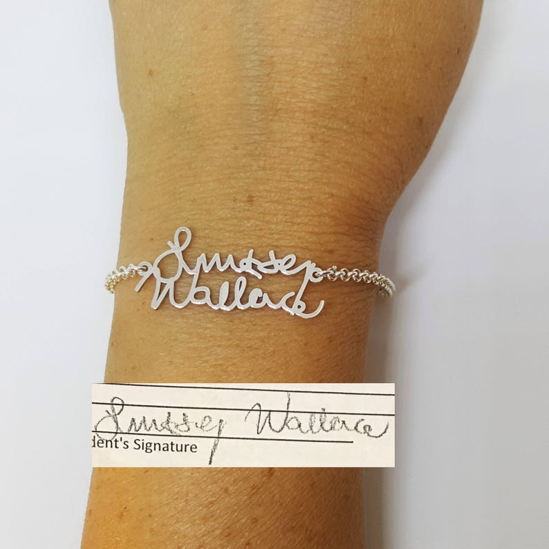 Personalized Actual Handwriting Bracelet Custom Actual Handwriting Jewelry Signature Bracelet Memorial Keepsake Gift image 3