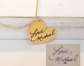 Custom Personalized Heart Necklace Actual Handwriting Jewelry - With your Personalized Signature -  Signature Jewelry -  Mother's Day Gift