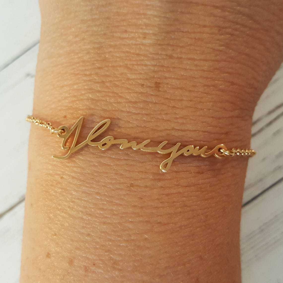 Solid 14K Yellow Gold Handwriting Bracelet Custom made Etsy