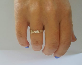 Tiny Name Ring - Custom Made Ring with any name you wish - 925 Sterling Silver