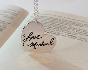 Heart Necklace Actual Handwriting Jewelry - With your Personalized Signature -  Signature Jewelry -  Mother's Day Gift