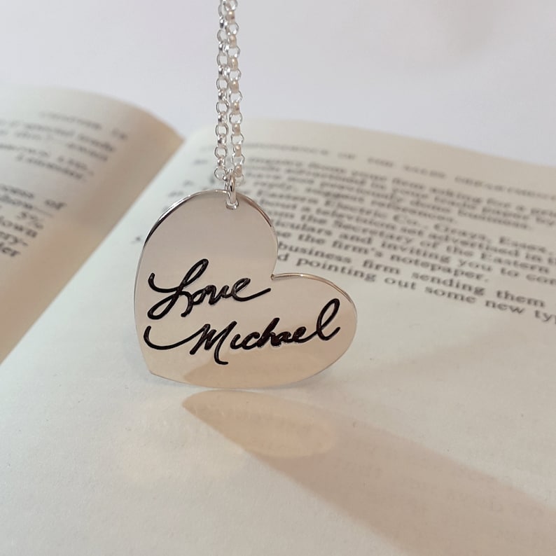 Heart Necklace Actual Handwriting Jewelry - With your Personalized Signature -  Signature Jewelry -  Mother's Day Gift 