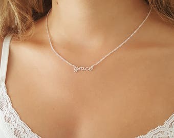 Personalized Name Jewelry - Tiny Name Necklace - Custom Name Necklace - Dainty Name Charm - Bridesmaid Gift