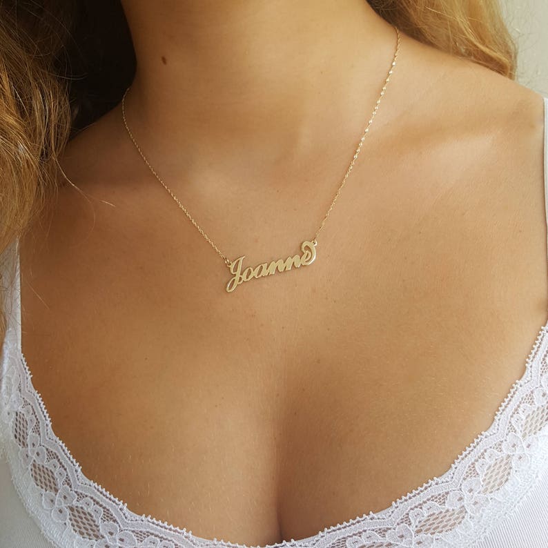 Custom Name Necklace 14K Solid Gold Personalized Name Jewelry Name Necklace
