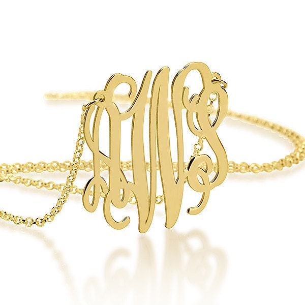 XXL Monogram Necklace 2 Inch - 18K Gold Plated -  Statement Personali…