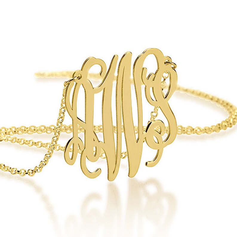 Gold Monogram Necklace 1 Inch 18K Gold Plated Gift for Her - Etsy