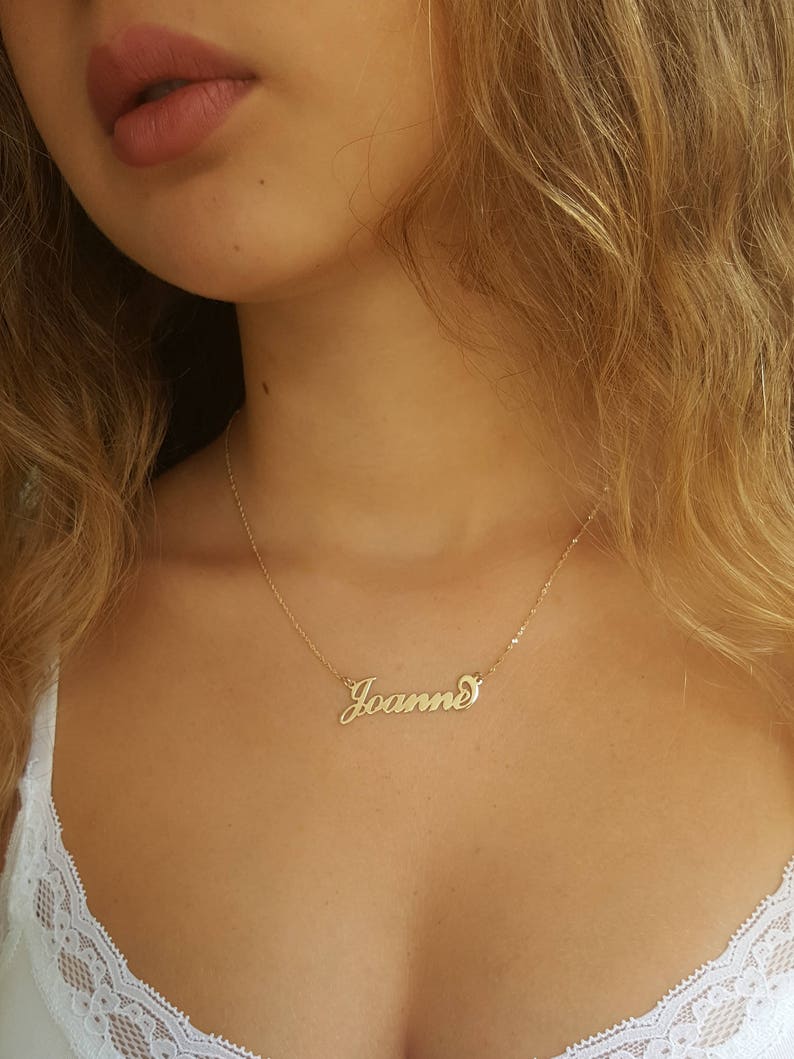 Custom Name Necklace 14K Solid Gold Personalized Name Jewelry Name Necklace