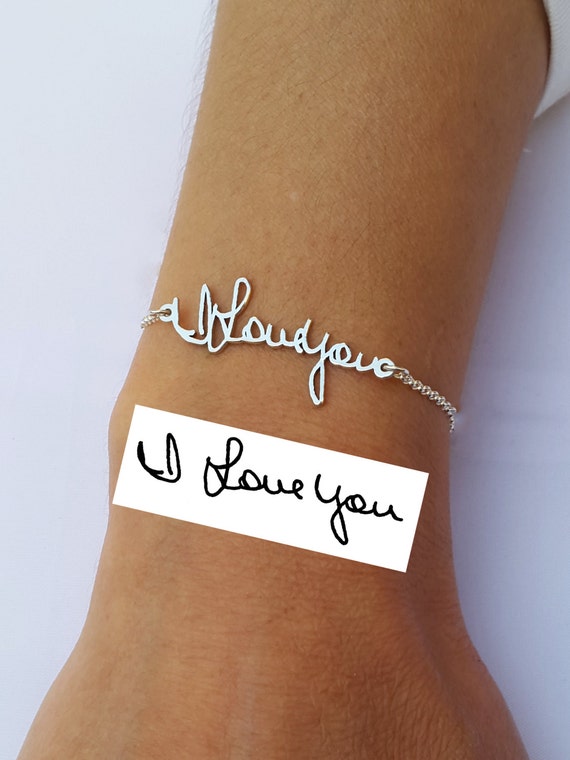 Memorial Bracelet Personalized Signature Bracelet Handwriting Jewelry Sterling Silver Etsy